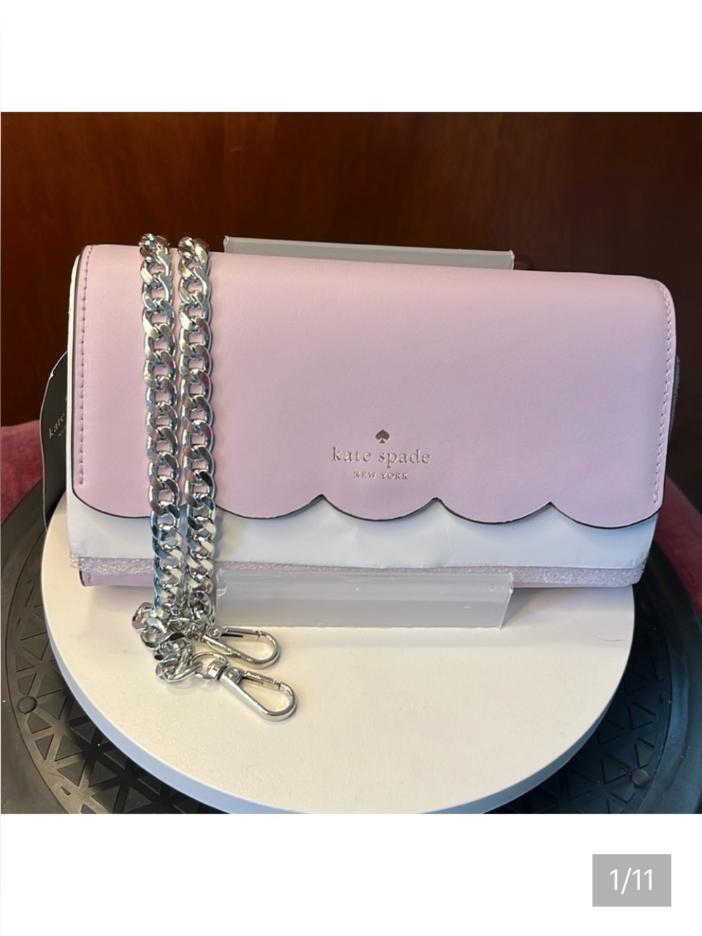 Kate Spade Gemma wallet on a chain Crossbody bag smooth leather Violet NWT